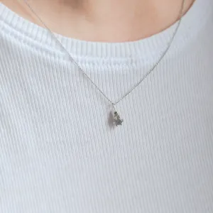 Minimalist necklace with salt and pepper diamonds GREG Thumbnail