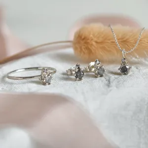 Stud earrings with salt and pepper diamonds GRIGIO Thumbnail