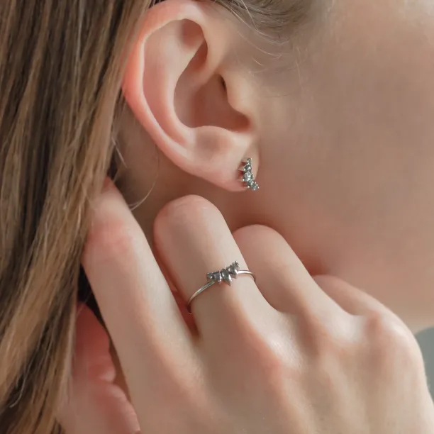 Gold ring with five salt and pepper diamonds ELODIE Image