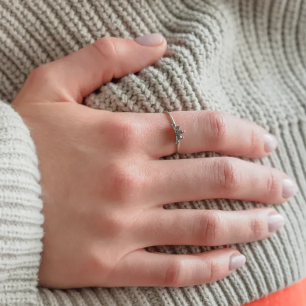Gold ring with five salt and pepper diamonds ELODIE Image
