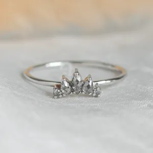 Gold ring with five salt and pepper diamonds ELODIE