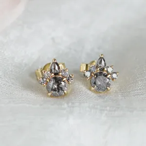 Romantic earrings with salt and pepper diamonds AURA