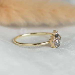 Romantic ring with salt and pepper diamonds DAF Thumbnail