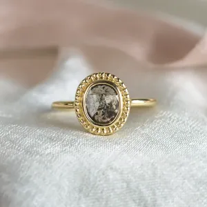 Gold ring in vintage style with salt and pepper diamond OPHELIA Thumbnail
