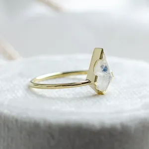 Gold ring with kite moonstone RACQUET Thumbnail