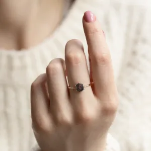 Gold ring with hexagon salt and pepper diamond REVEL Thumbnail