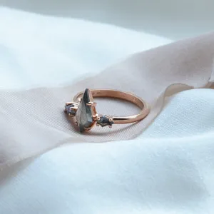 Engagement ring with kite salt and pepper diamonds QUEST Thumbnail
