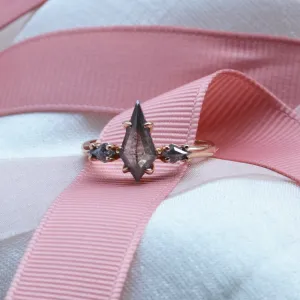 Engagement ring with kite salt and pepper diamonds QUEST Thumbnail