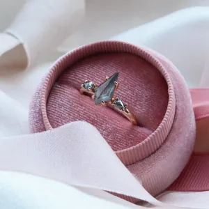 Engagement ring with kite salt and pepper diamonds QUEST Thumbnail