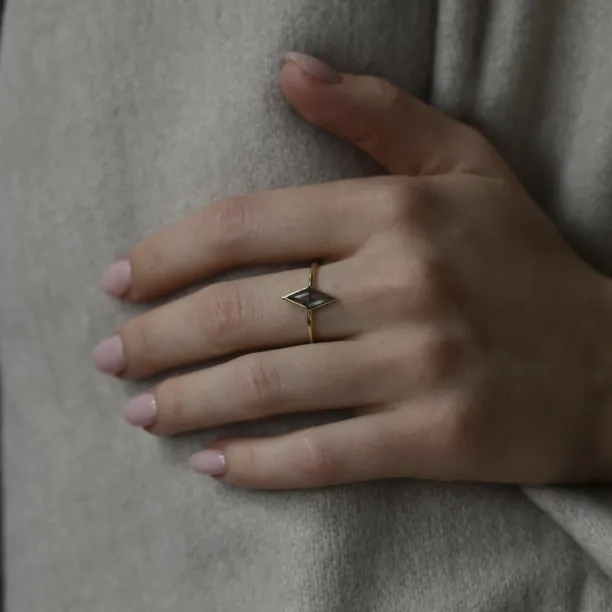 Ring with kite salt and pepper diamond AUSTEN Image
