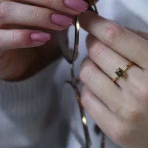 Gold ring with oval salt and pepper diamond BROOKE Thumbnail