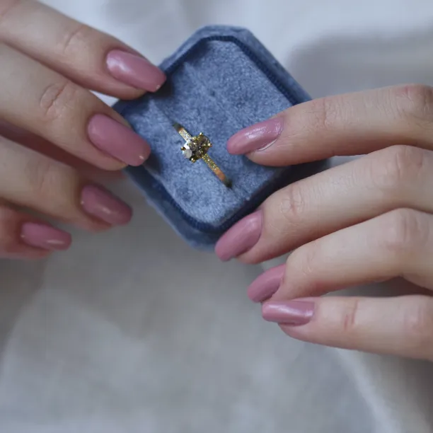 Gold ring with oval salt and pepper diamond BROOKE Image