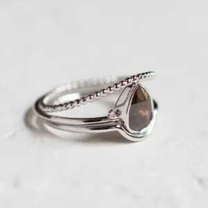 Gold engagement set with pear salt and pepper diamond MEGGIE Thumbnail