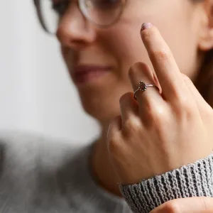 Unique gold engagement ring with pear salt and pepper diamond BEX Thumbnail