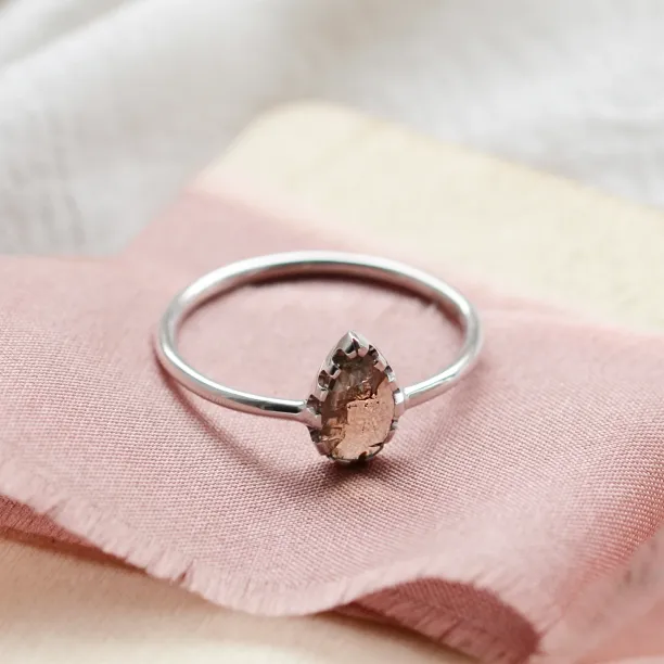 Unique gold engagement ring with pear salt and pepper diamond BEX Image