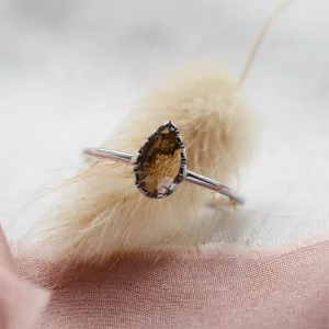 Unique gold engagement ring with pear salt and pepper diamond BEX Thumbnail