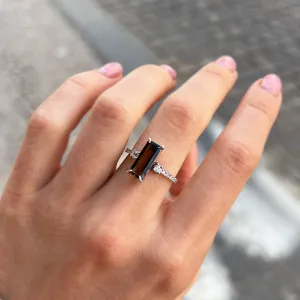 Smoky quartz in gold diamond ring FUME Thumbnail