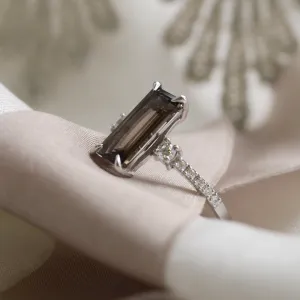 Smoky quartz in gold diamond ring FUME Thumbnail