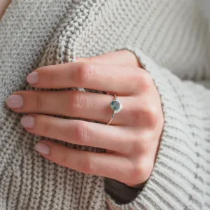 Unique gold moss agate ring with diamonds BILBO Thumbnail