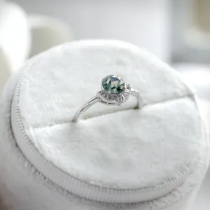 Unique gold moss agate ring with diamonds BILBO Thumbnail