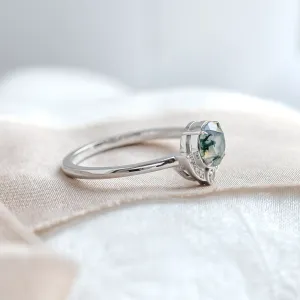 Unique gold moss agate ring with diamonds BILBO Thumbnail