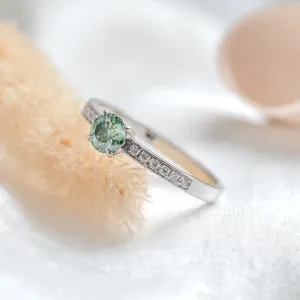 Gold teal moissanite ring with side moissanites CAPRI Thumbnail