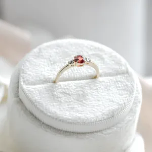 Gold ring with garnet and salt and pepper diamonds DRAGON Thumbnail