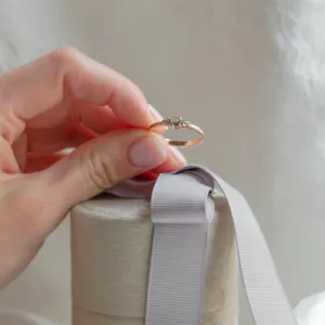 Gold ring with morganite and salt and pepper diamonds DUSTY Thumbnail