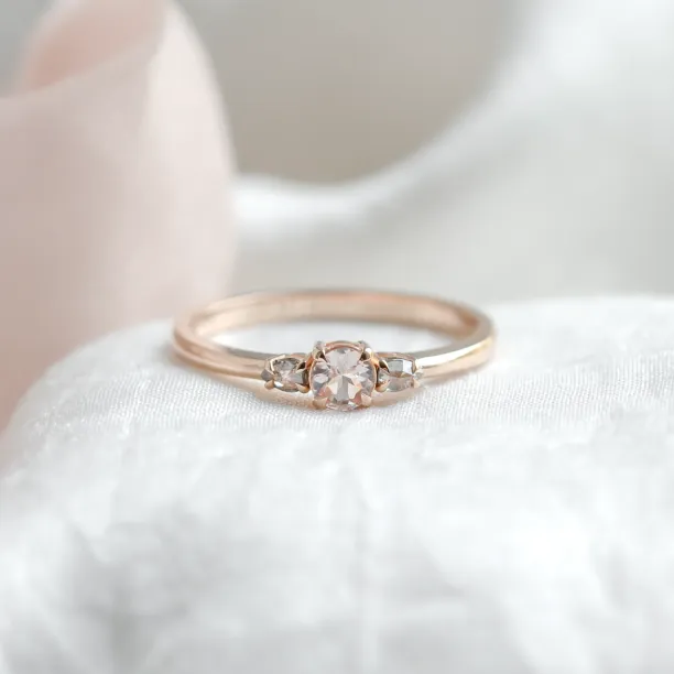 Gold ring with morganite and salt and pepper diamonds DUSTY Image