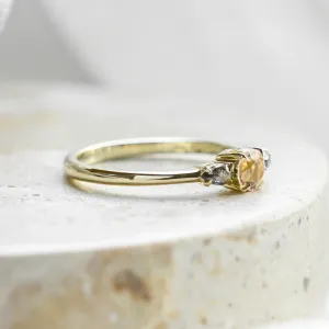 Gold ring with morganite and salt and pepper diamonds DUSTY Thumbnail