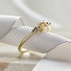 Gold ring with morganite and salt and pepper diamonds DUSTY Thumbnail