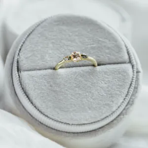 Gold ring with morganite and salt and pepper diamonds DUSTY Thumbnail