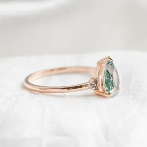 Unusual engagement ring with moss agate and diamonds ALBRUNA Thumbnail