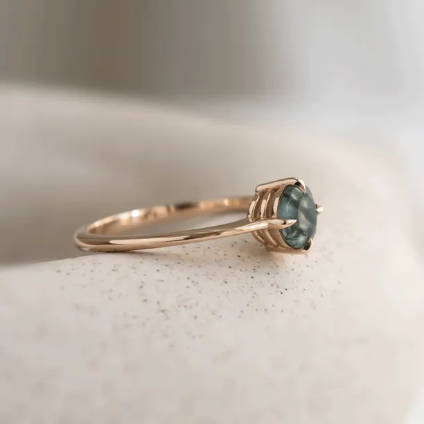 Minimalist moss agate engagement ring THOR Image