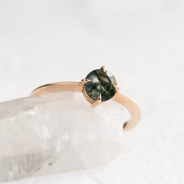 Minimalist moss agate engagement ring THOR Image