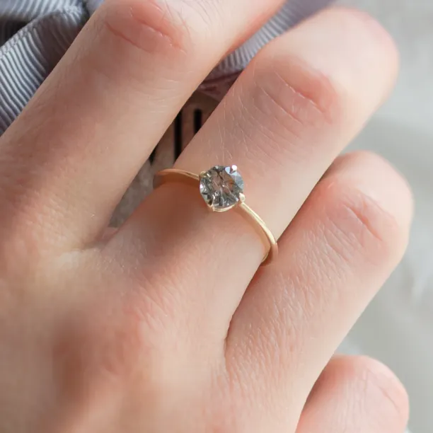 Minimalist engagement ring with rutilated quartz OLA Image