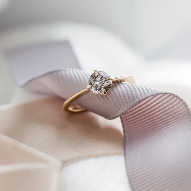 Minimalist engagement ring with rutilated quartz OLA Image