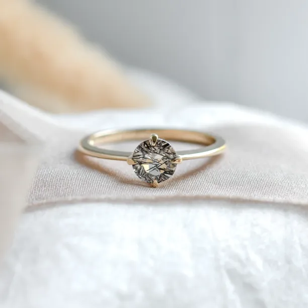 Minimalist engagement ring with rutilated quartz OLA Image