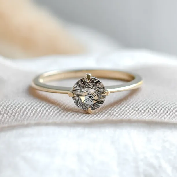 Minimalist engagement ring with rutilated quartz OLA Image
