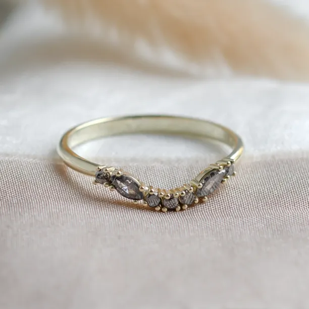 Curved wedding ring with salt and pepper diamonds WESTON Image