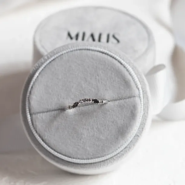 Curved wedding ring with salt and pepper diamonds WESTON Image