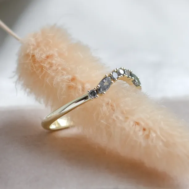 Curved wedding ring with salt and pepper diamonds WESTON Image