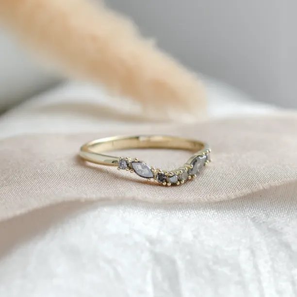 Curved wedding ring with salt and pepper diamonds WESTON Image