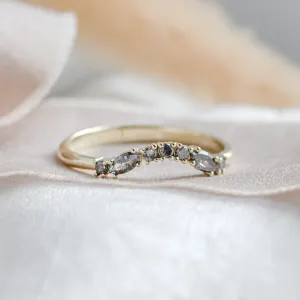 Curved wedding ring with salt and pepper diamonds WESTON Thumbnail