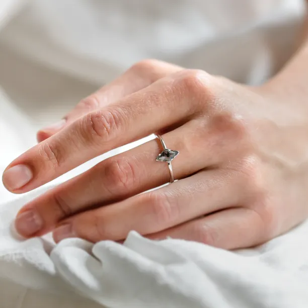 Minimalist engagement ring with salt and pepper diamond BILLY Image