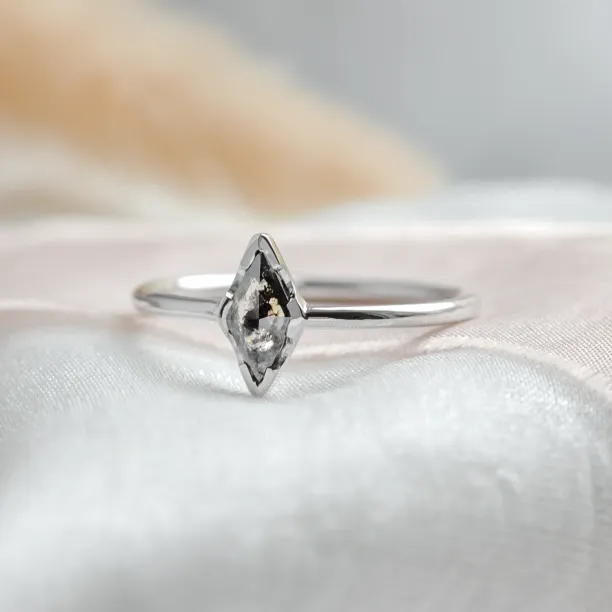 Minimalist engagement ring with salt and pepper diamond BILLY Image