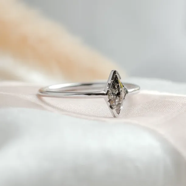 Minimalist engagement ring with salt and pepper diamond BILLY Image