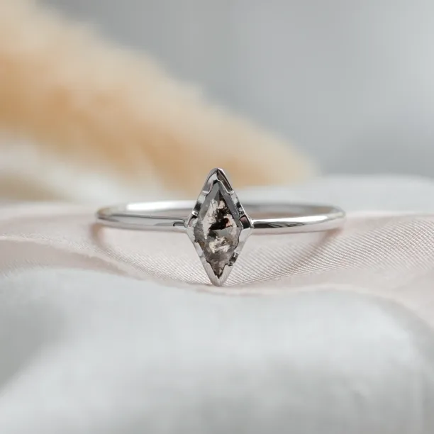 Minimalist engagement ring with salt and pepper diamond BILLY Image
