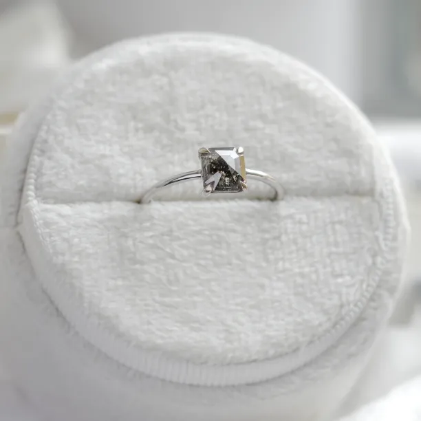 Minimalist ring with asscher salt and pepper diamond CIAO Image