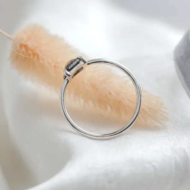 Minimalist ring with asscher salt and pepper diamond CIAO Image